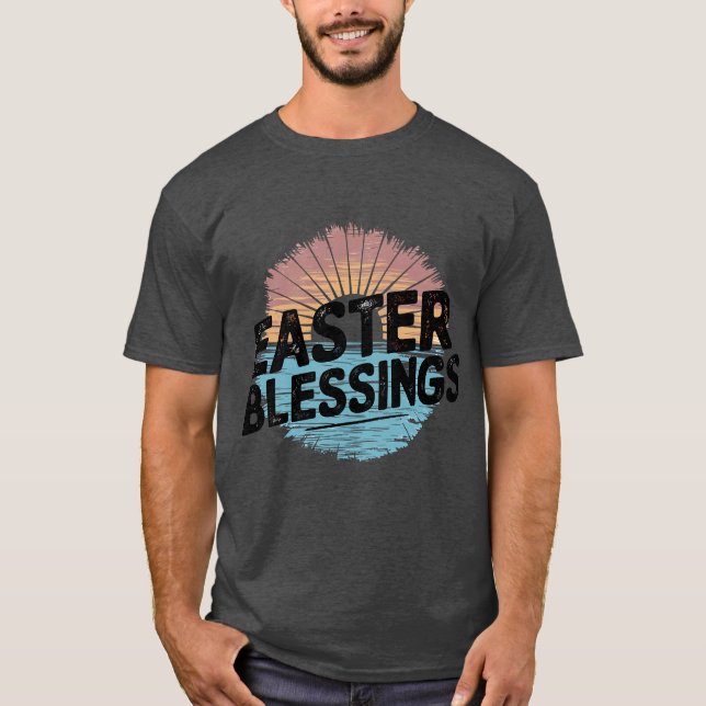 Camiseta Bênçãos de Páscoa do pôr do sol desbotadas (Frente)