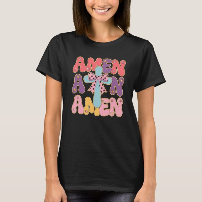 Camiseta Bênçãos Florais da Páscoa Cristã Amen (Frente)