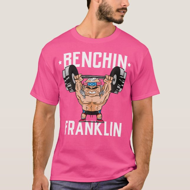Camiseta Bench Press Gym Muscle Bodybuilding Benjamin Frank (Frente)
