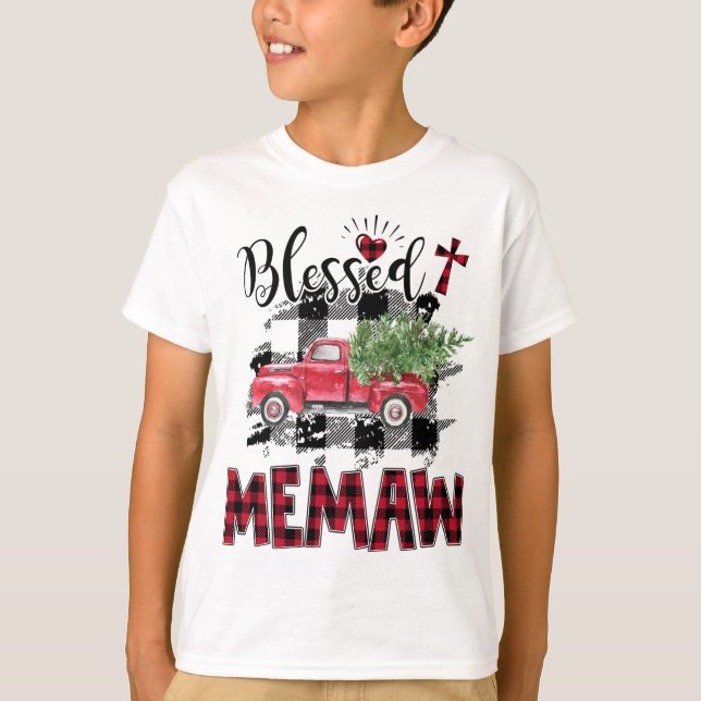 Camiseta Bendito Memaw Red xadrez Natal (Frente)