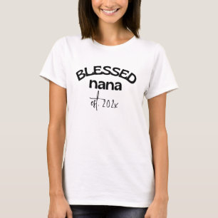 Camiseta Bendito Nana Estabelecido Ano Negro Branco