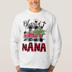Camiseta Bendito Natal da xadrez Vermelha da Nana