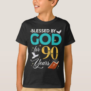 Camiseta Bendito por Deus por 90 anos de idade 90 Aniversár