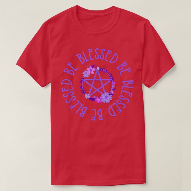 Camiseta Bendito Seja Puro Pentáculo Floral Wiccan Pagan Ch (Frente do Design)