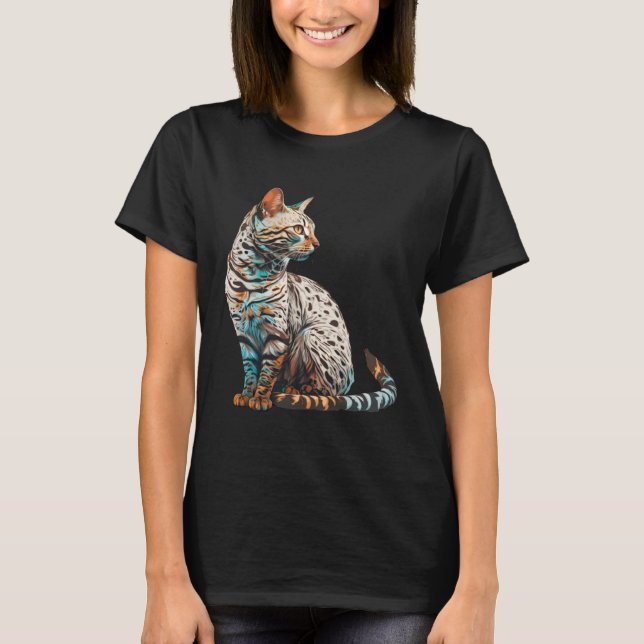Camiseta Bengal Cat Breed Colorful Mom Lady (Frente)