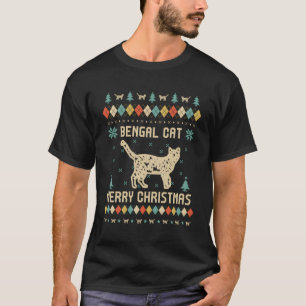 Camiseta Bengal Cat Funny Ugly Sweater Retro Para Ch