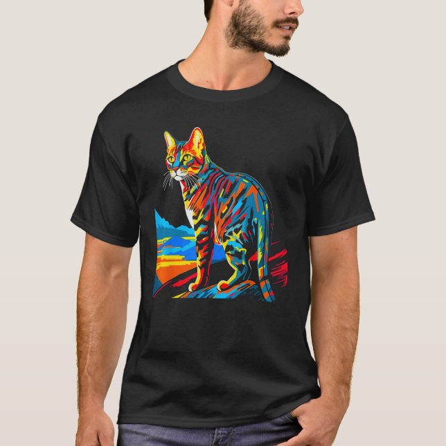 Camiseta Bengal Cat Pop Art (Frente)