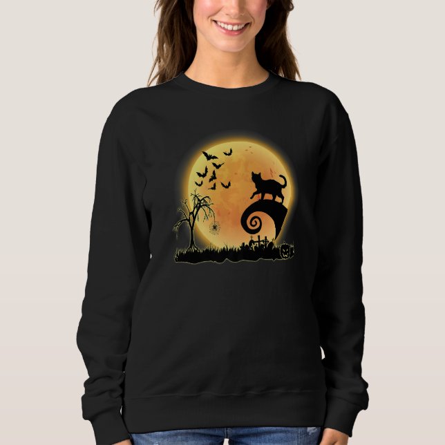 Camiseta Bengal Cat Scary And Moon  Kitty Halloween Costume (Frente)