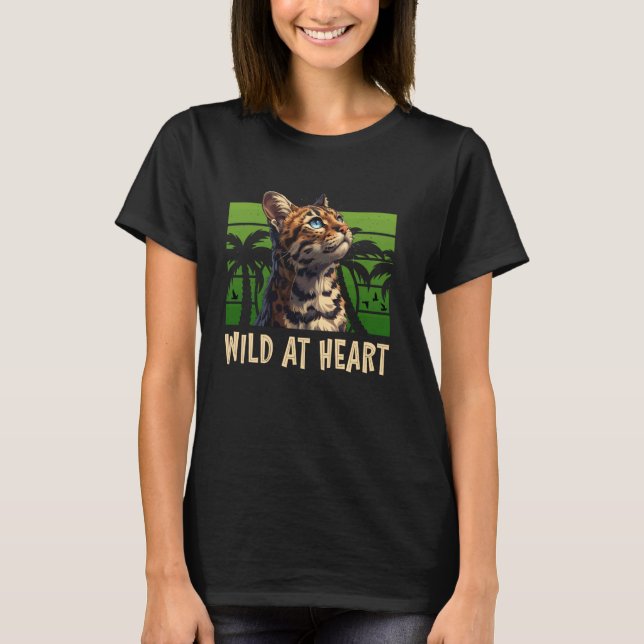 Camiseta BENGAL CAT WILD NO CORAÇÃO Funny Bengal Proprietár (Frente)