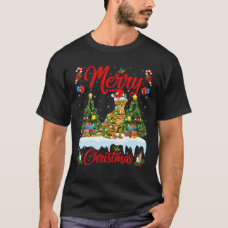 Camiseta Bengala Cat Lover Xmas Papais noeis de iluminação