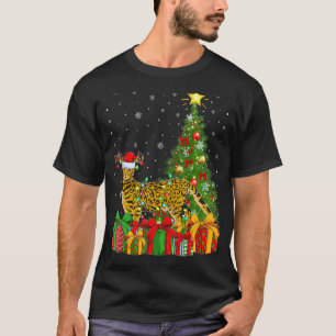 Camiseta Bengala Cat Xmas Luzes Papais noeis Bengala Cat Ch