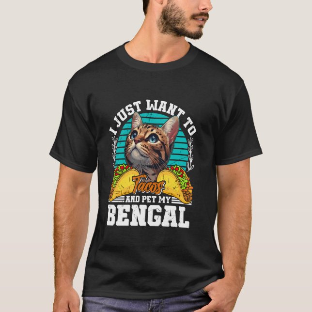 Camiseta Bengala Cats SÓ QUER COMER TACOS E PETROLOGRAFAR (Frente)