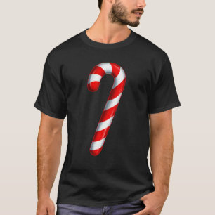 Camiseta Bengala de Natal Alegre e Brilhante Doce Vermelho 