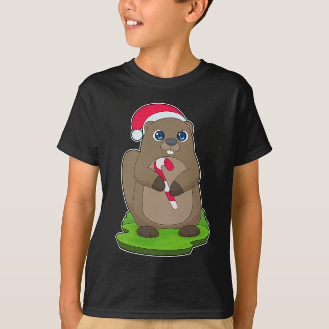 Camiseta Bengala de Natal do castor (Frente)