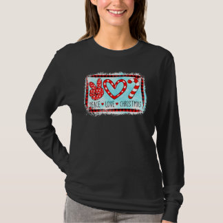 Camiseta Bengala de Natal Paz Amor Natal Chapéu do Papai No