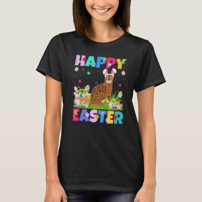 Camiseta Bengala Felz pascoa Bunny Bengal Cat Páscoa S (Frente)