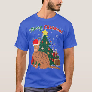 Camiseta Bengala Gato Árvore de Natal Flocos de Neve Presen
