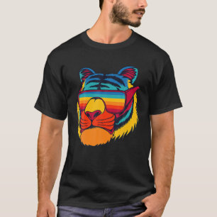 Camiseta Bengala Legal Tigre Óculos Coloridos de Arte Vinta