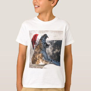Camiseta Bengala Tiger com um Chapéu Santa