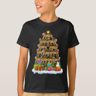 Camiseta Bengala Tiger Papais noeis de Iluminação Árvore de