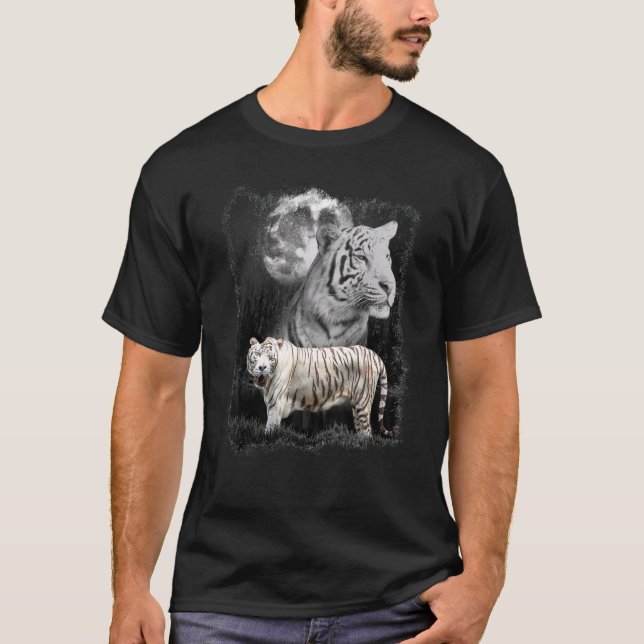 Camiseta Bengala White Tiger Sob A Natureza Da Lua (Frente)