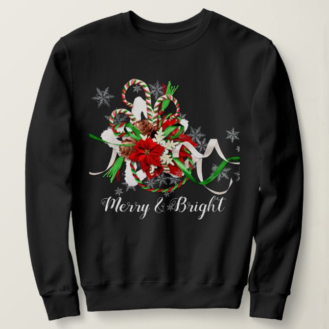 Camiseta Bengalas de Natal Alegre e Brilhante (Frente do Design)