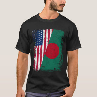 Camiseta BENGALI ROOTS Half American Flag BANGLADESH
