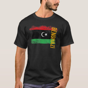 Camiseta Benghazi Líbia Bandeira Para Homens Líbios Mulhere