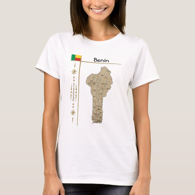 Camiseta Benin Mapa + Bandeira + Título (Frente)