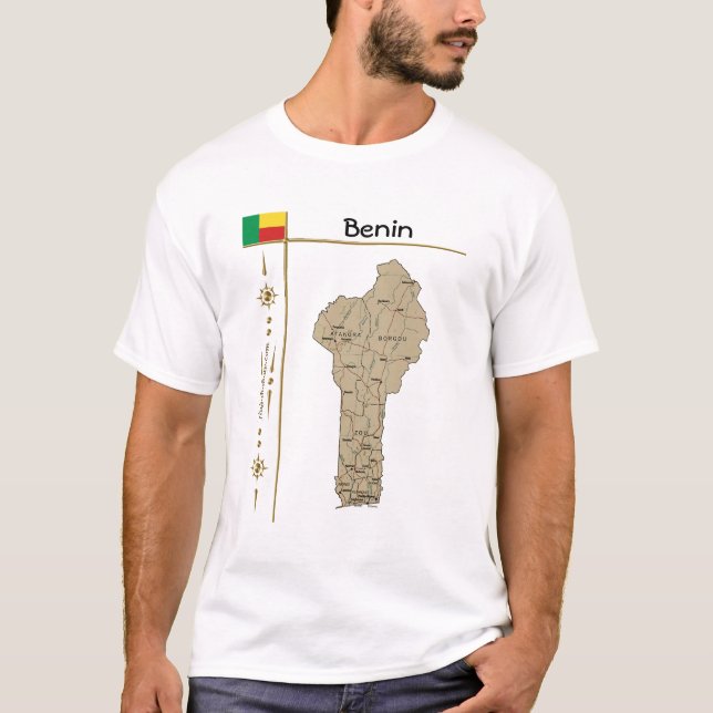 Camiseta Benin Mapa + Bandeira + Título (Frente)
