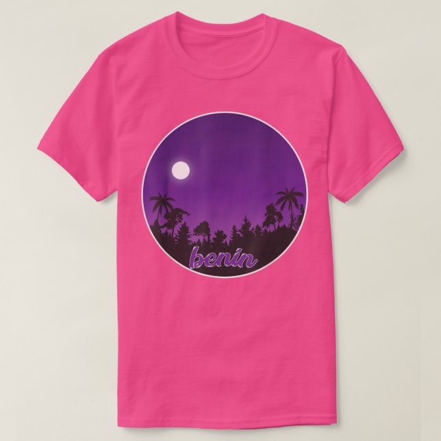 Camiseta benin Por noite com Palms (Frente do Design)