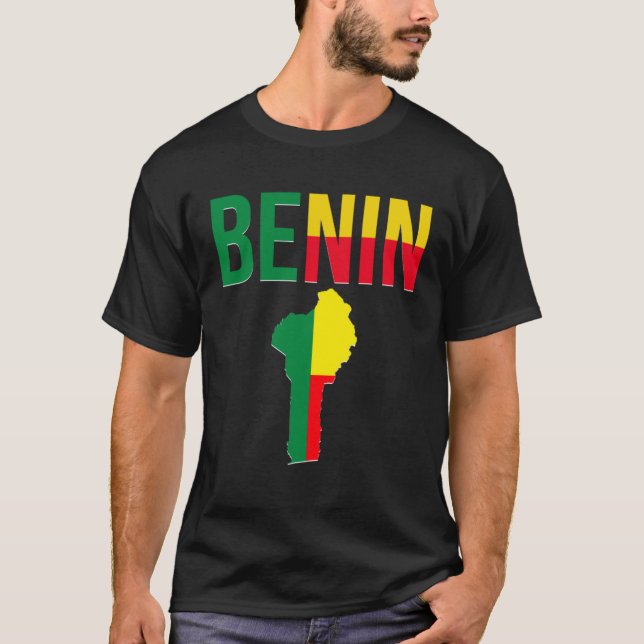 Camiseta Beninense Mapa do País Bandeira do Benim (Frente)