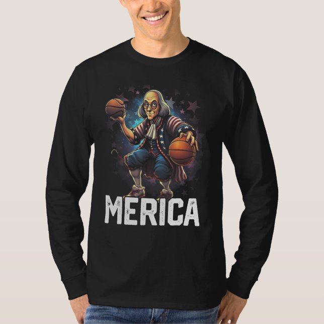Camiseta Benjamin Ben Franklin, EUA 4 de Julho Engraçado, C (Frente)