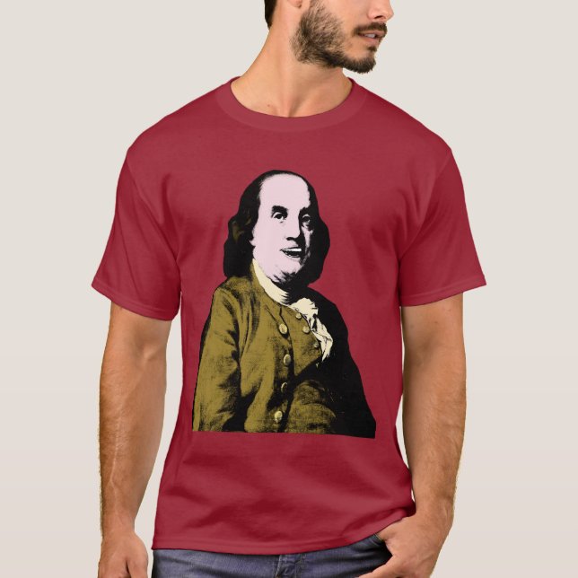 Camiseta Benjamin Franklin Estilo Arte Pop (Frente)