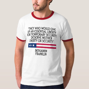 Camiseta Benjamin Franklin - liberdade ou segurança