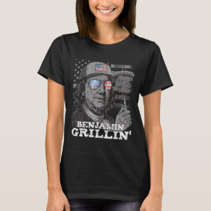 Camiseta Benjamin grelhando Ben Franklin 4 de julho Bbq EUA