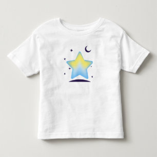 Camiseta Berçário Caprichoso de Estrelas e Lua em Pastel