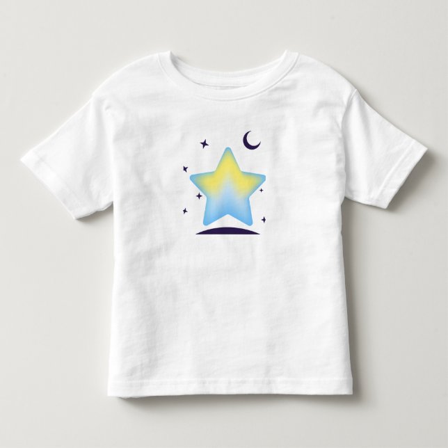Camiseta Berçário Caprichoso de Estrelas e Lua em Pastel (Frente)