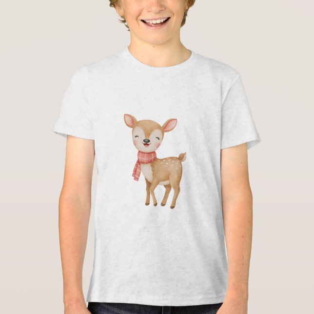Camiseta Berçário de Cervo Bebê em Aquarela Fofa (Frente)