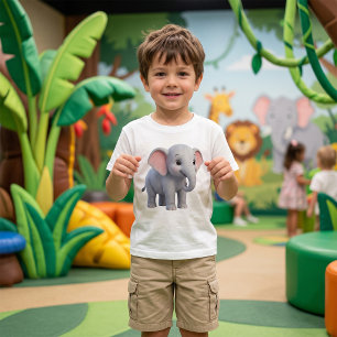 Camiseta Berçário de Elefante Bebê Fofo Desenho Animado