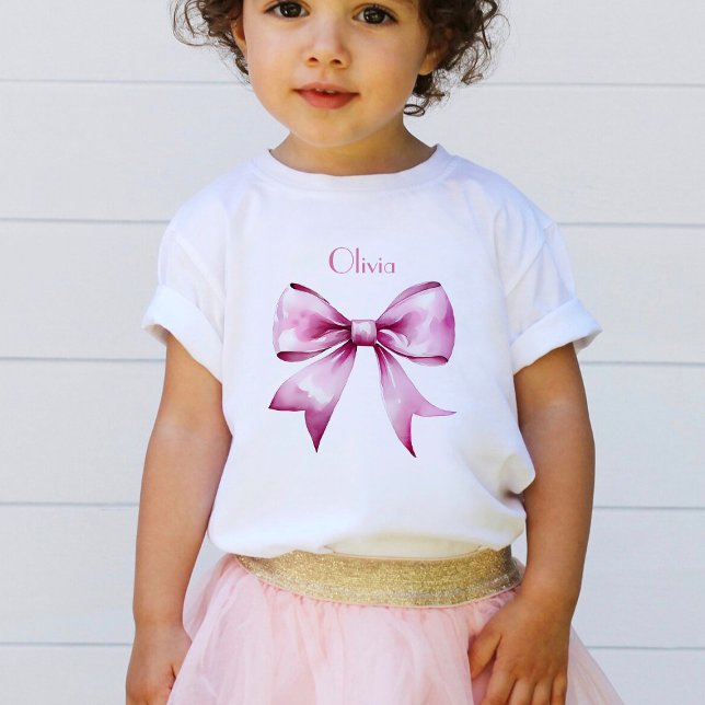 Camiseta Berçário de Fita de Laço Rosa (Criador carregado)