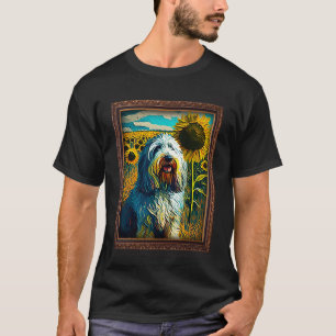Camiseta Bergamasco Sheepdog Pintando Flor de Girassol Mãe