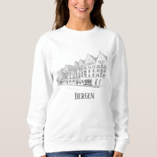 Camiseta Bergen Norway Belo Desenho Da Linha Streetscape