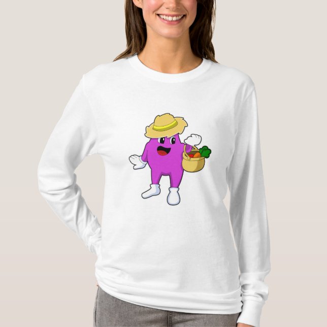 Camiseta Beringela como Fazendeiro com Cenoura (Frente)