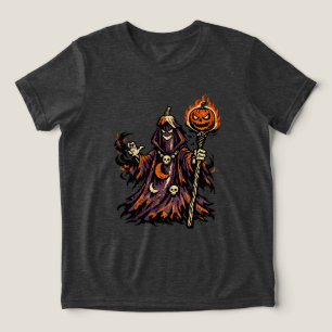 Camiseta Beringela Feiticeiro Sombrio Halloween — Assustado