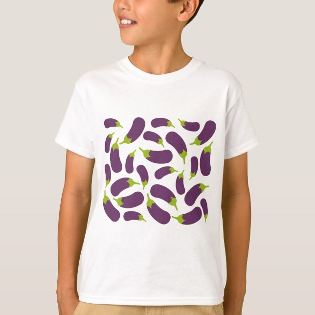 Camiseta Berinjela Aubergine Roxo Designio de Padrão de Leg (Frente)