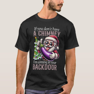 Camiseta Berinjela de Natal de Santa Porta Traseira Festa A