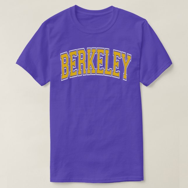 Camiseta Berkeley California Ca Varsity Amber Texto Tiirt 2 (Frente do Design)