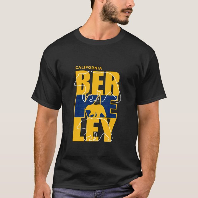 Camiseta Berkeley Cidade Califórnia Urso Silhuetas Bloco Le (Frente)