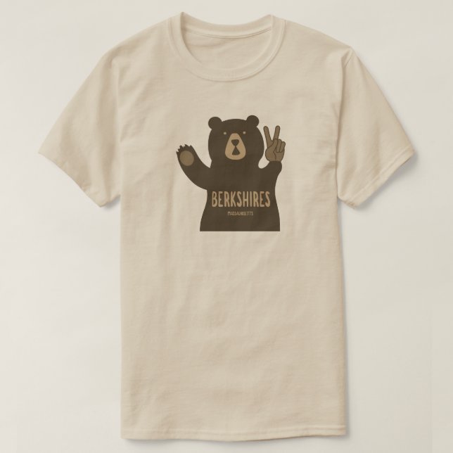Camiseta Berkshires Massachusetts Peace Bear (Frente do Design)